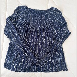 Lucky Brand Navy and White Blouse